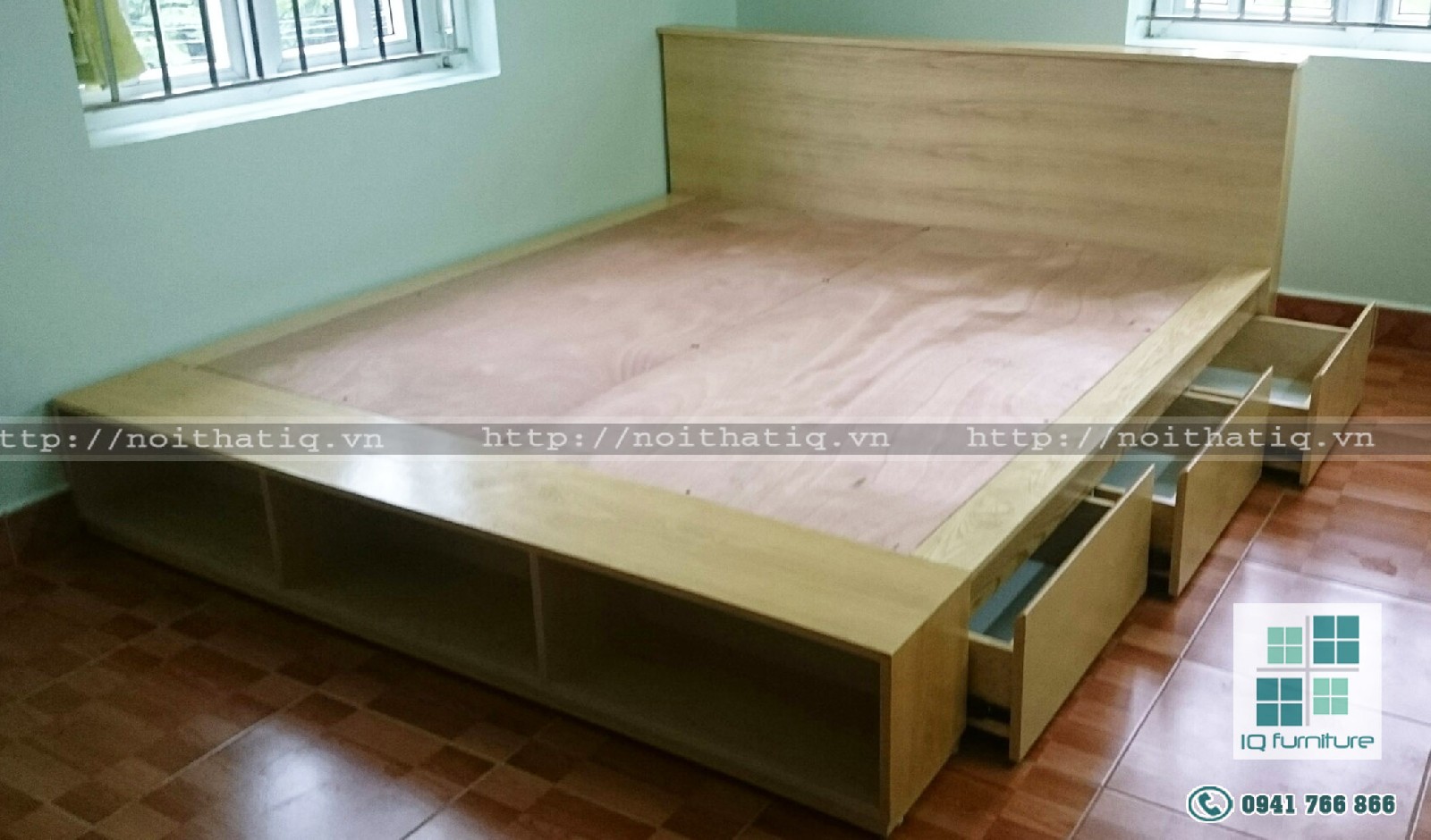 giường ngủ từ gỗ veneer