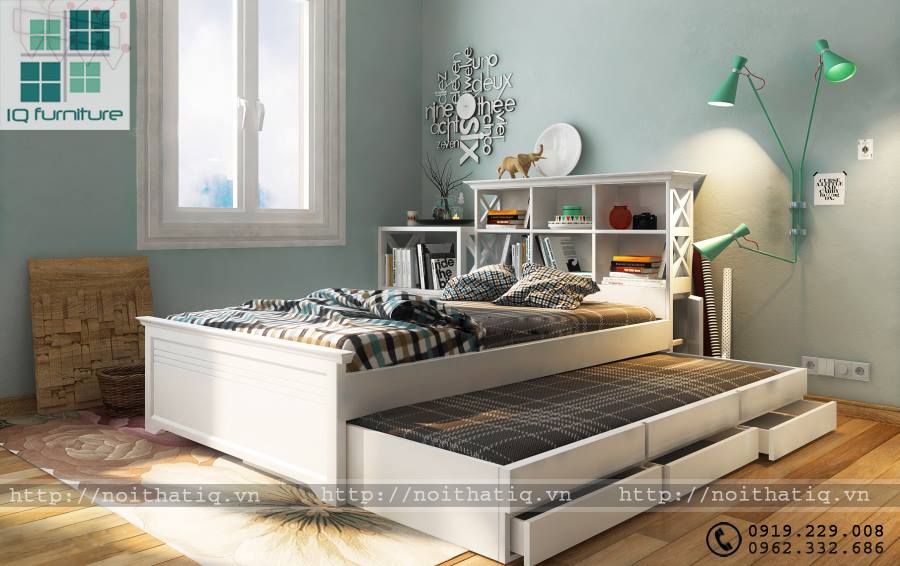 Giường ngủ làm từ gỗ HDF nhập khẩu 