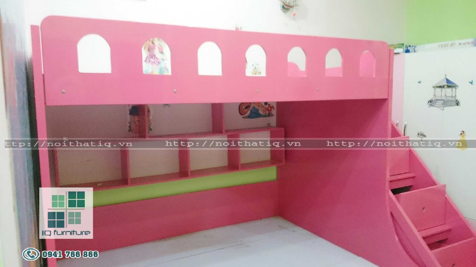 Giường tầng trẻ em làm gỗ HDF nhập khẩu Malaysia